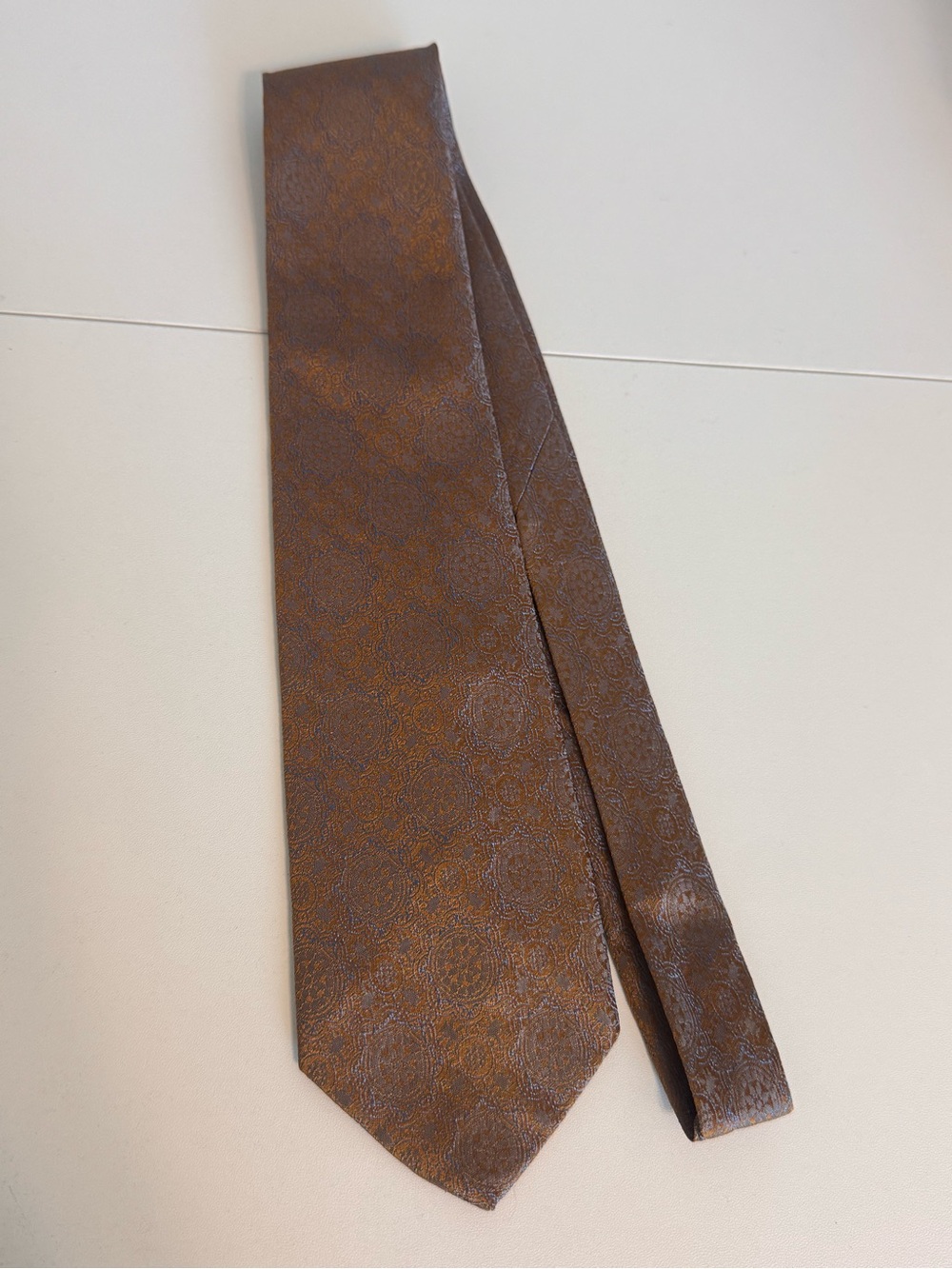 Bond Fifth Avenue Brown Medallion‎ Silk Tie Italy Wide 3.5” Necktie